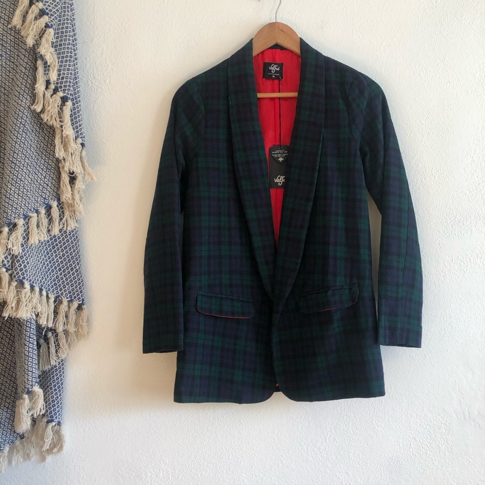 Green Plaid Working Gal Blazer
